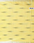 Handloom Linen Cotton Saree with Traditional Ikkat-Inspired Design - Yellow-Head