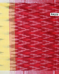 Handloom Linen Cotton Saree with Traditional Ikkat-Inspired Design - Yellow-Pallu