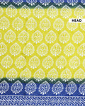 Handloom Mul Mul Cotton Saree with Traditional Batik Heart and Border Print - Green-Head