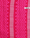 Handloom Mul Mul Cotton Saree with Tree Motif and Zigzag Border - Pink-Pallu