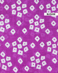 Handloom Mulmul Cotton Saree with Block Print Pallu and Border - Purple-Blouse