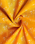  Handloom Mulmul Saree with Printed Body and Striped Pallu - Yellow-Close