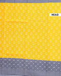 Handloom Mulmul Saree with Printed Body and Striped Pallu - Yellow-Head