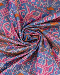 Handloom Patola Semi-Silk Saree with Intricate Geometric and Floral Motifs - Blue
