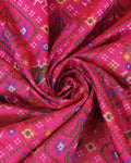 Handloom Patola Semi-Silk Saree with Intricate Ikat Weave and Zari Border - Pink-CLOSE
