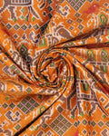 Handloom Patola Semi-Silk Saree with Traditional Geometric and Floral Weave - Orange