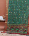 Handloom Patola Semi Silk Saree with Geometric and Floral Ikkat Motifs - Green
