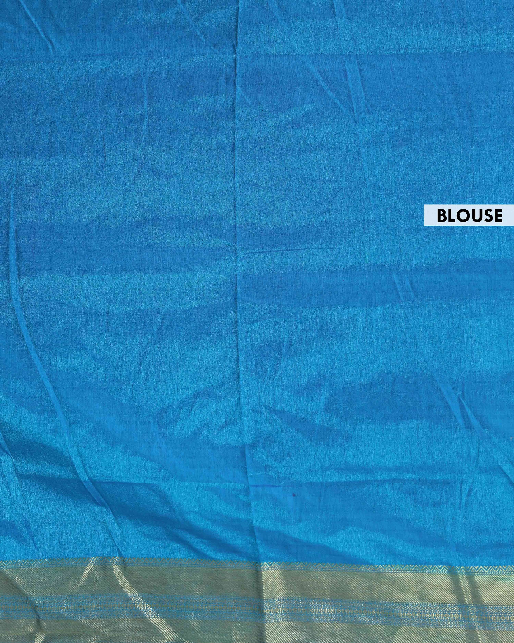 Handloom Patola Semi Silk Saree with Traditional Ikkat Weave  - Blue-blouse