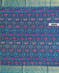 Handloom Patola Semi Silk Saree with Traditional Ikkat Weave  - Blue-head