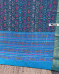 Handloom Patola Semi Silk Saree with Traditional Ikkat Weave  - Blue-pallu