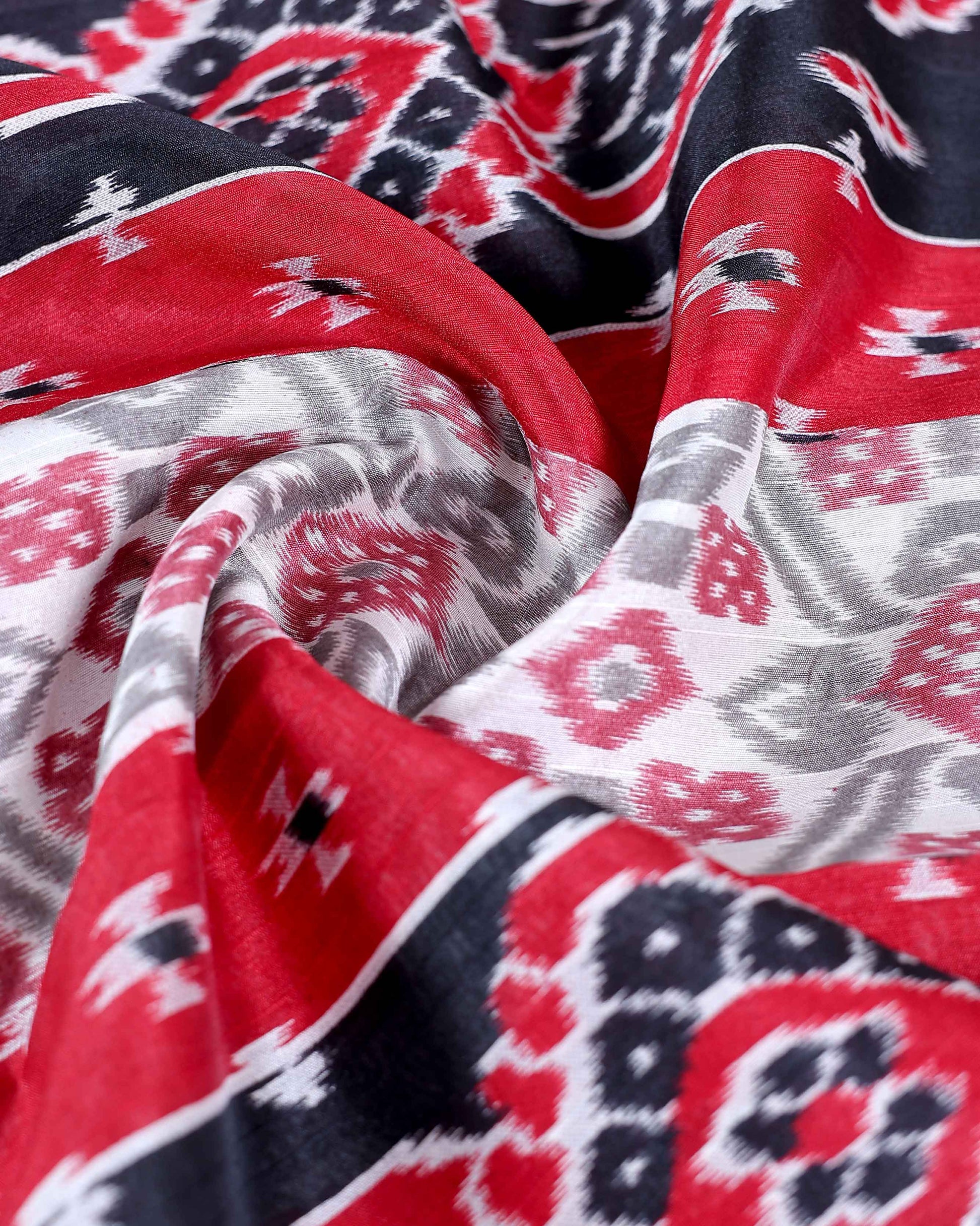 Handloom Pochampally Ikkat Saree with Geometric Weave - Multi