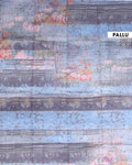 Handloom Printed Semi-Silk Saree with Floral and Striped Motifs - Multi-pallu