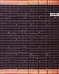 Elegant Handloom Pure Kanchipuram Silk Saree with Zari Checks and Traditional Korvai Border - Navy Blue-Head