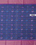 Handloom Semi Patola Silk Saree with Traditional Ikat Motifs and Zari Border - Blue-head