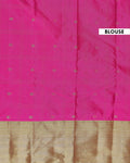 Handloom Soft Silk Saree with All-Over Zari Buttas and Contrasting Border - Pink