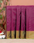 Handloom Soft Silk Saree with Intricate Zari Checkered Weaves and Rich Woven Border - Purple