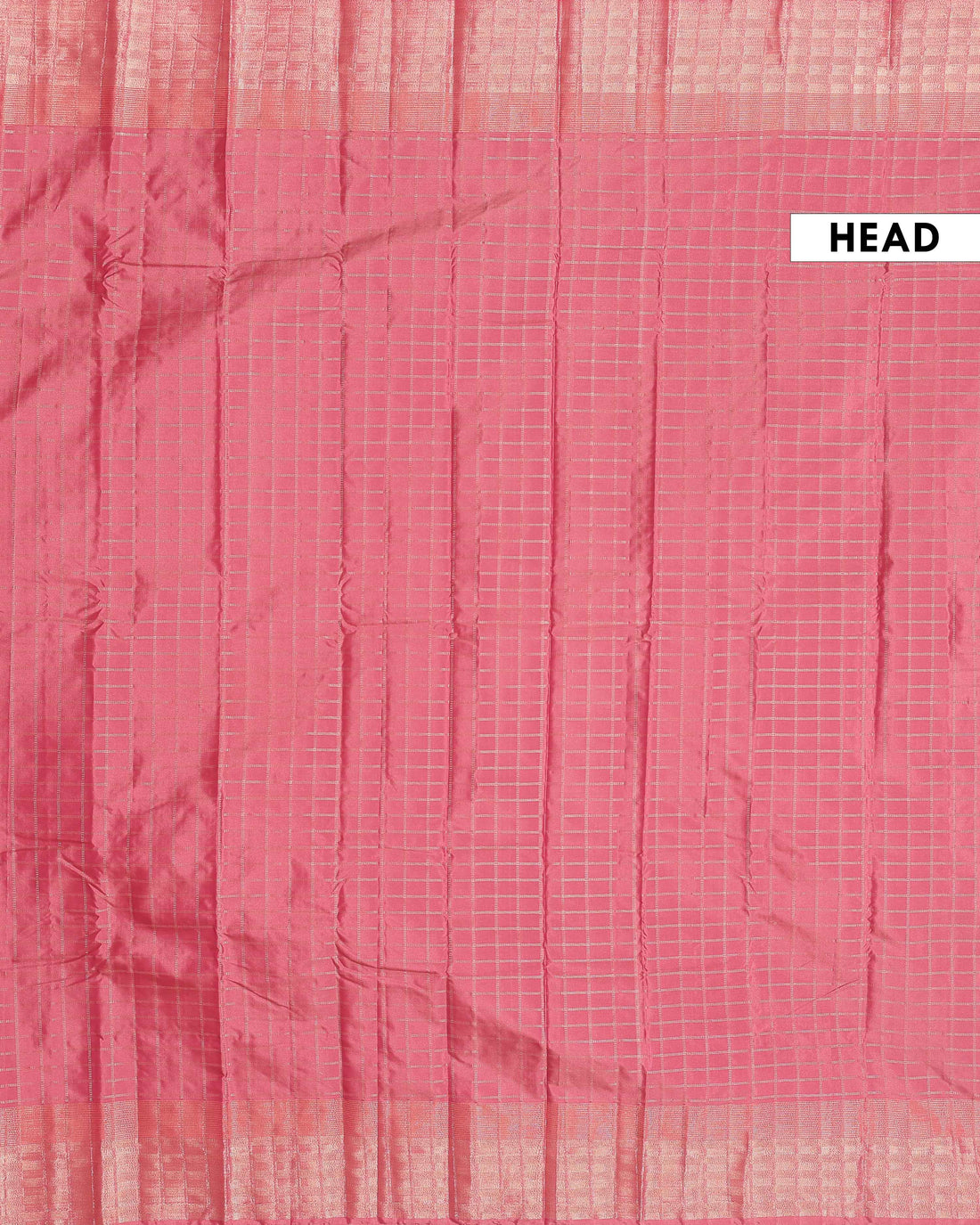 
Handloom Soft Silk Saree with Woven Checkered Pattern and Zari Border - Pink
