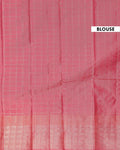 
Handloom Soft Silk Saree with Woven Checkered Pattern and Zari Border - Pink
