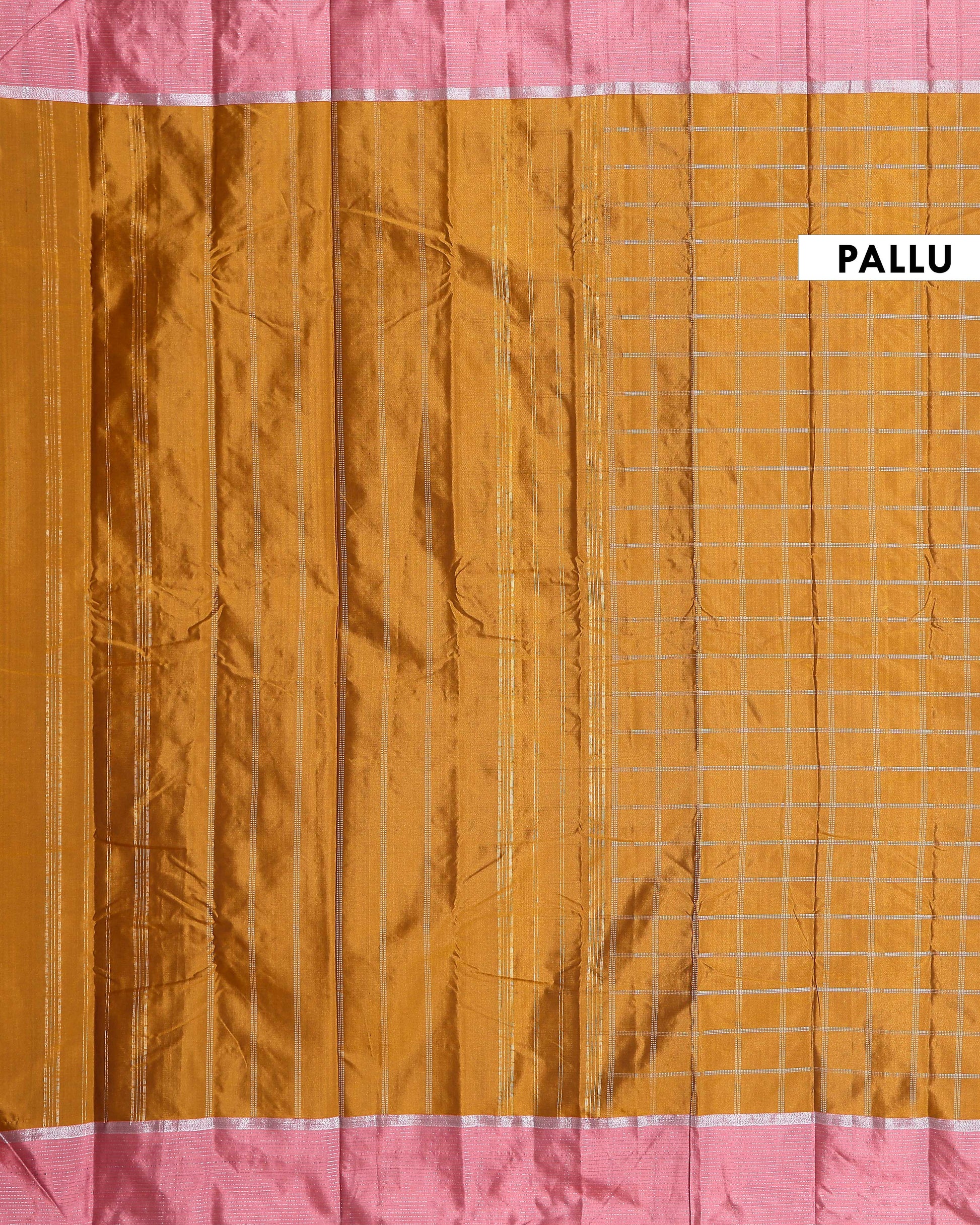 Handloom Soft Silk Saree with Woven Checks and Contrast Border - Brown