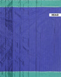 Handloom Soft Silk Saree with Zari-Woven Striped Body and Temple Border - Dark Blue
