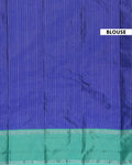 Handloom Soft Silk Saree with Zari-Woven Striped Body and Temple Border - Dark Blue