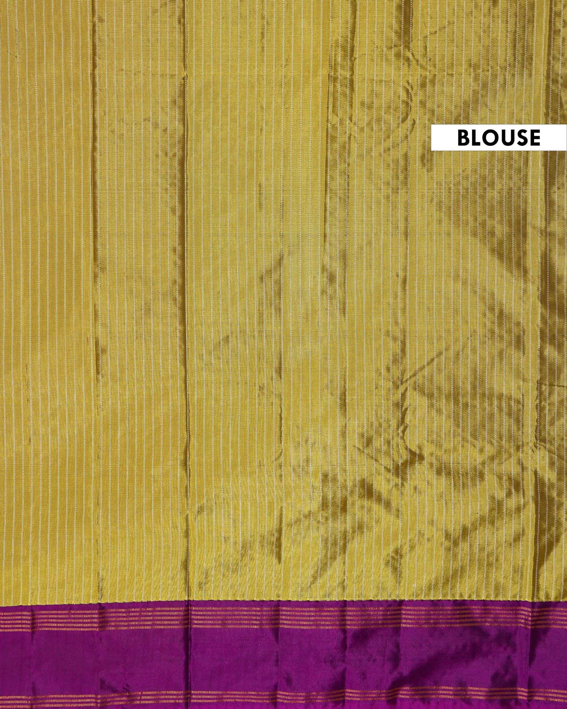 Handloom Soft Silk Saree with Zari-Woven Striped Body and Temple Border - Olive Green