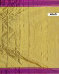 Handloom Soft Silk Saree with Zari-Woven Striped Body and Temple Border - Olive Green