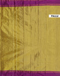 Handloom Soft Silk Saree with Zari-Woven Striped Body and Temple Border - Olive Green