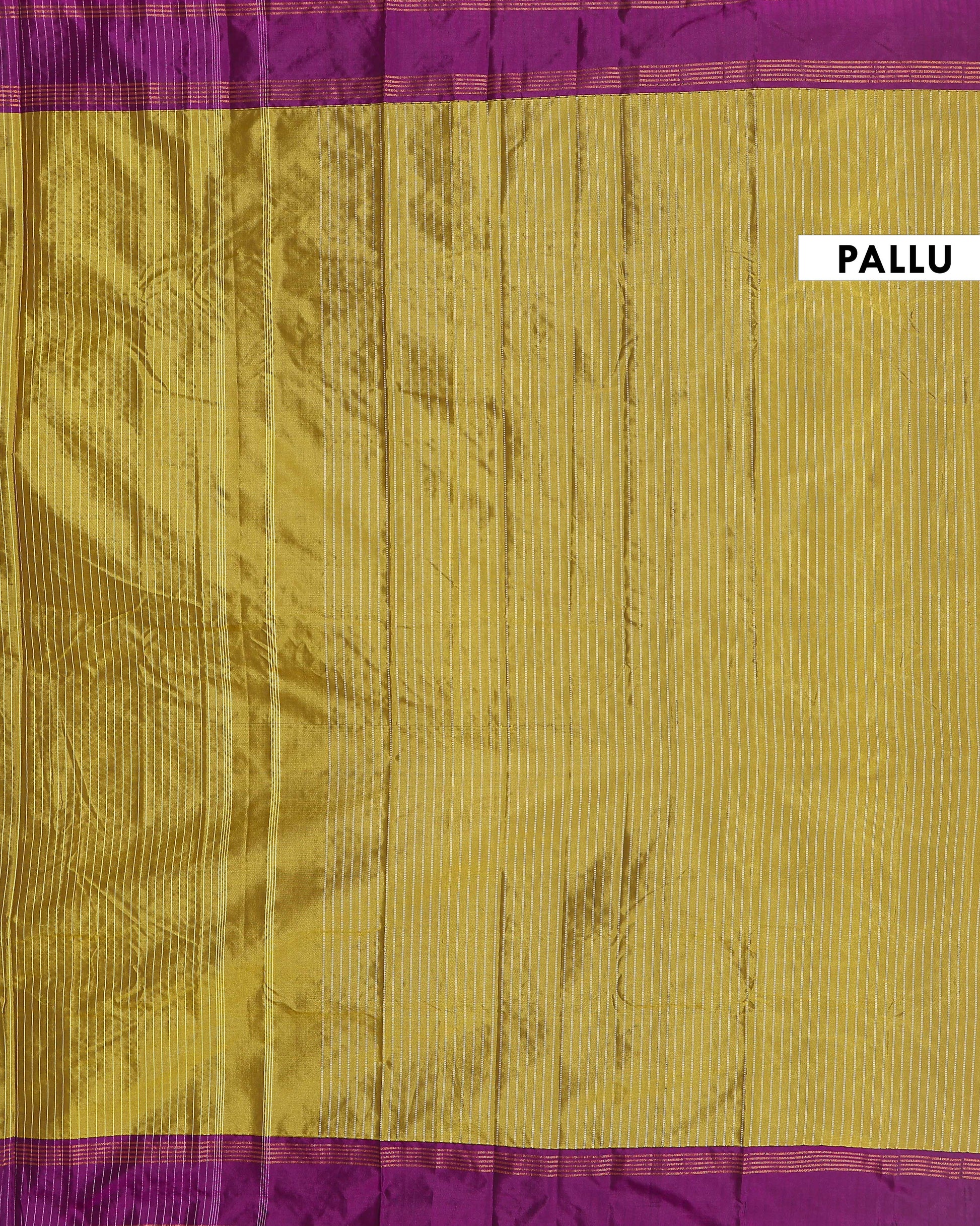 Handloom Soft Silk Saree with Zari-Woven Striped Body and Temple Border - Olive Green