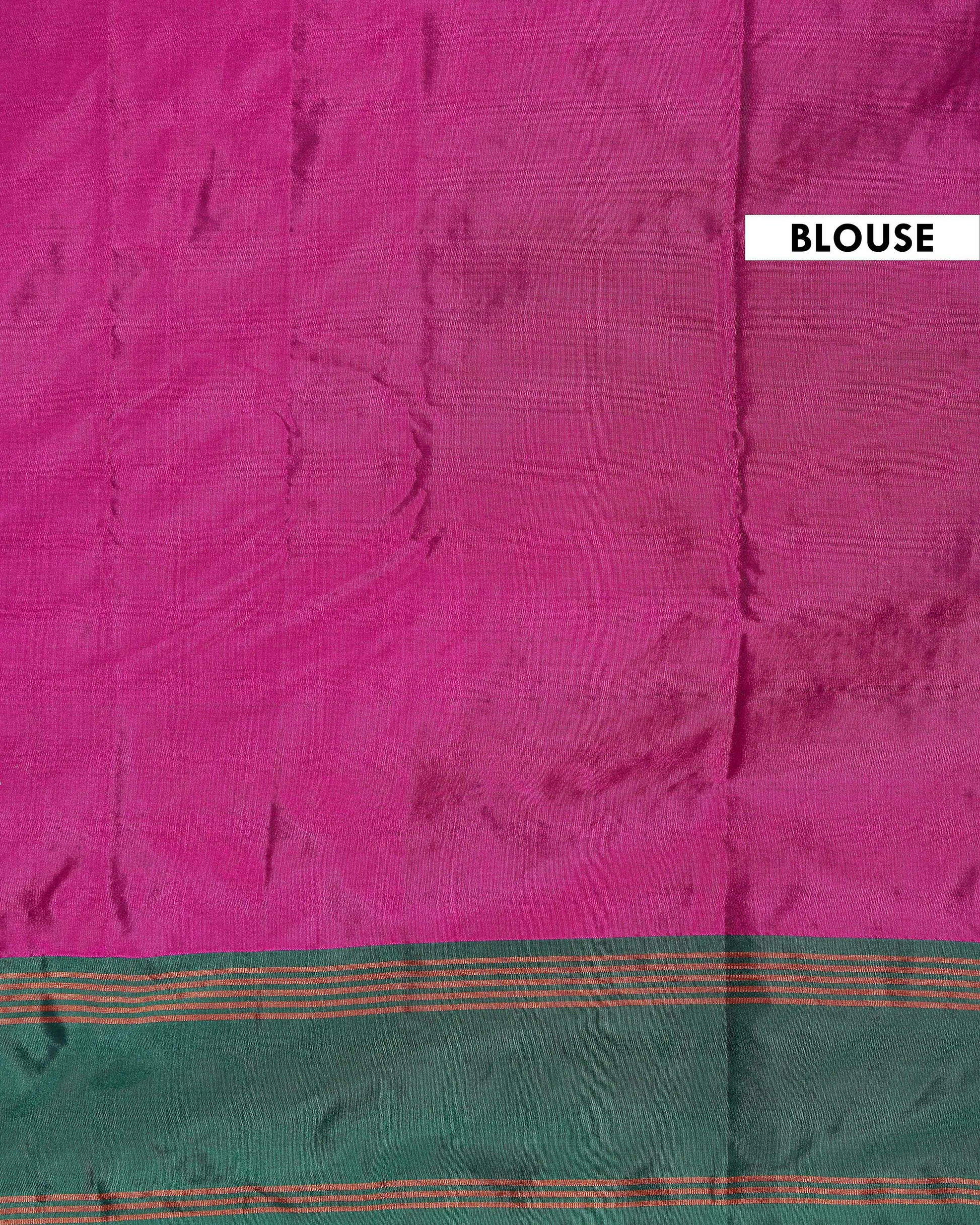 Handloom Soft Silk Saree with Zari-Woven Striped Body and Temple Border - Purple