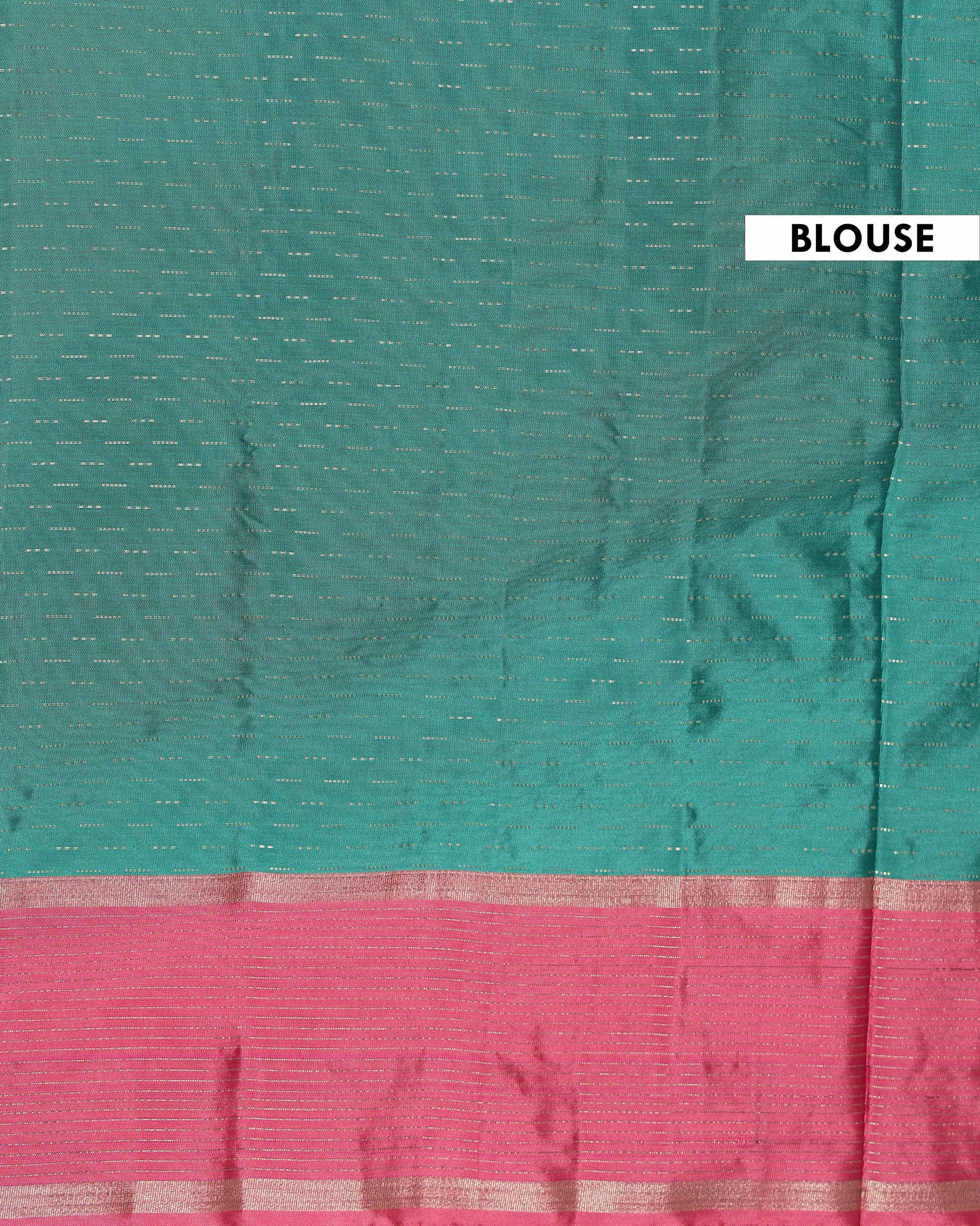 Handloom Soft Silk Saree with Zari Buttas and Contrast Border - Green