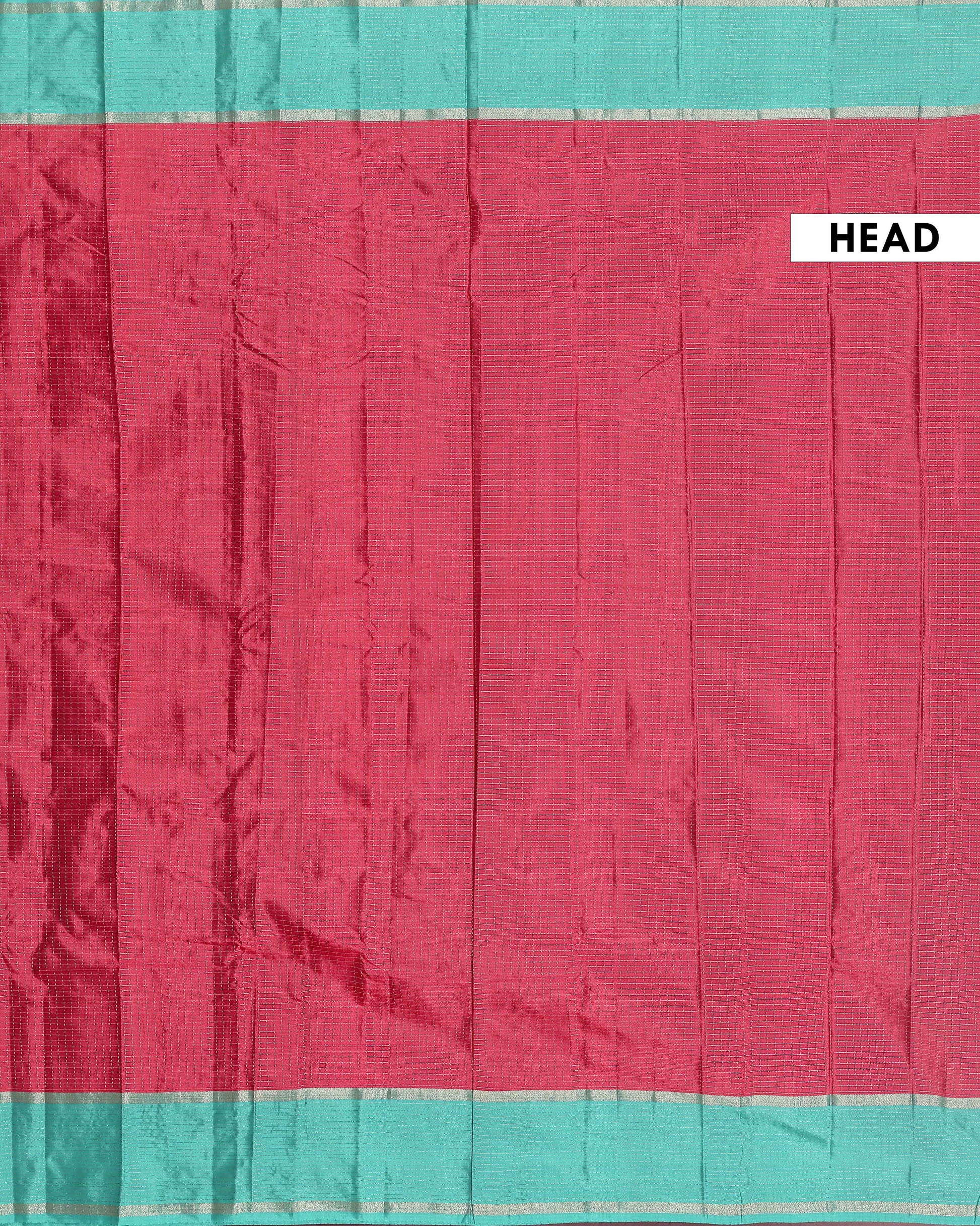 Handloom Soft Silk Saree with Zari Checks and a Contrast Border - Maroon