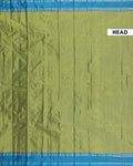 Handloom Soft Silk Saree with Zari Woven Checks and Contrast Border - Green