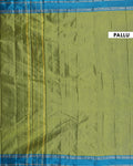 Handloom Soft Silk Saree with Zari Woven Checks and Contrast Border - Green