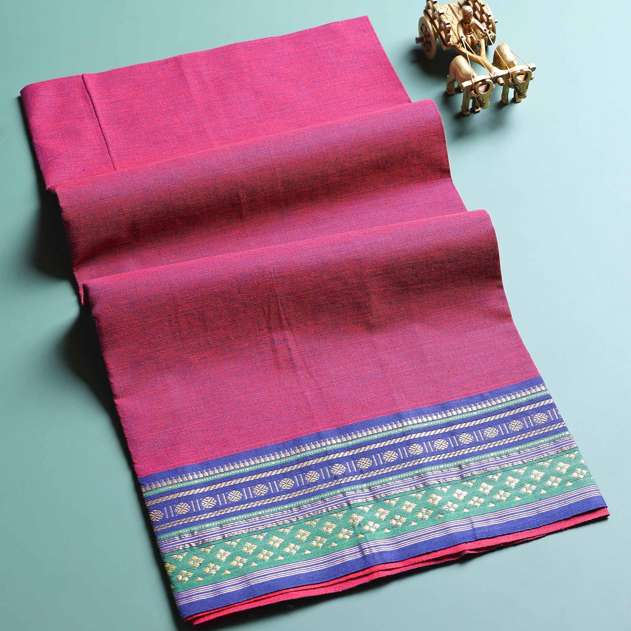 Handloom Solid Unstitched Blouse Material with Zari Border - Maroon