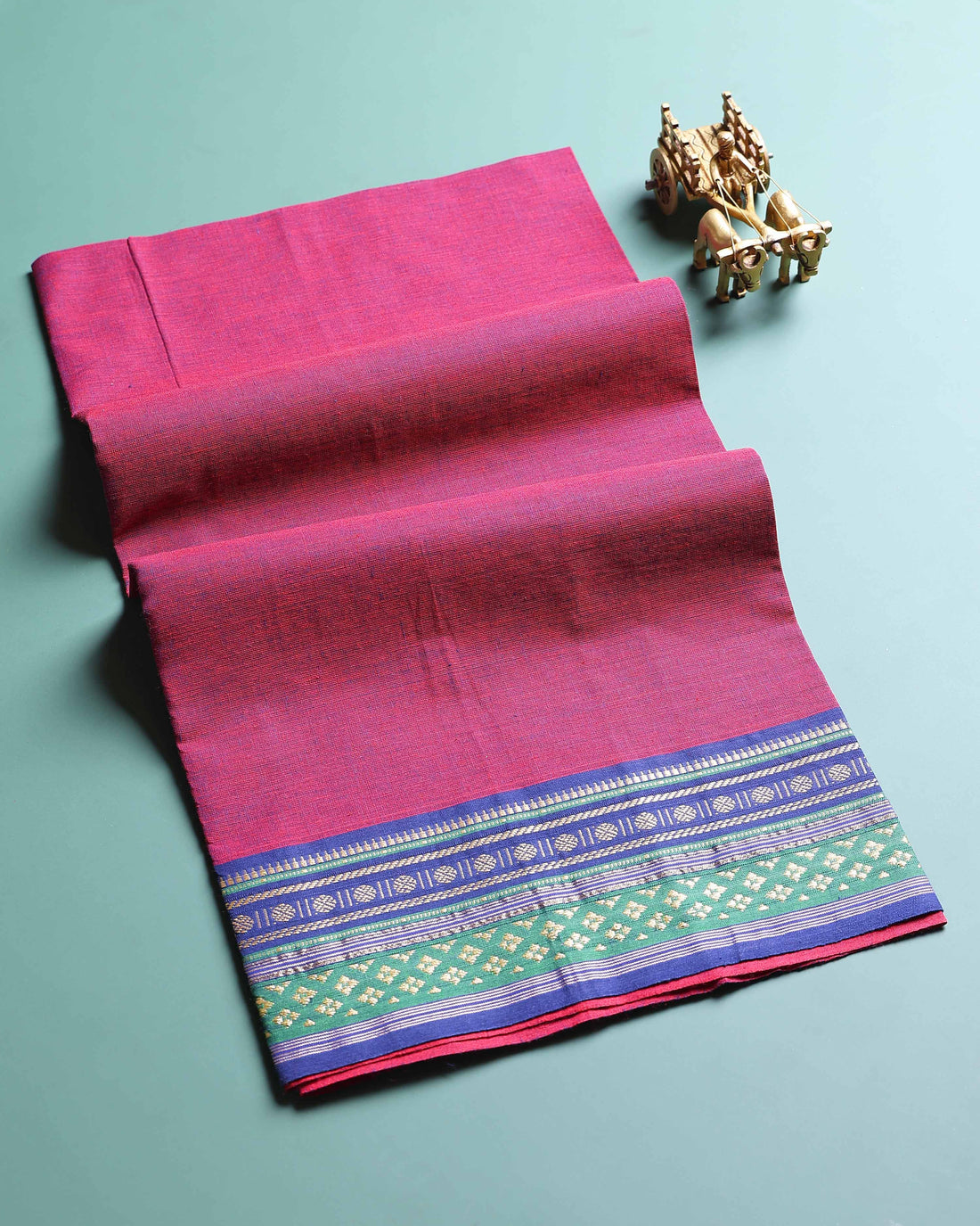 Handloom Solid Unstitched Blouse Material with Zari Border - Maroon