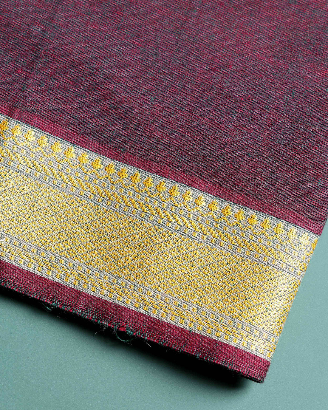 Handloom Solid Unstitched Blouse Material with Zari Border - Purple