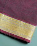 Handloom Solid Unstitched Blouse Material with Zari Border - Purple-CLOSE