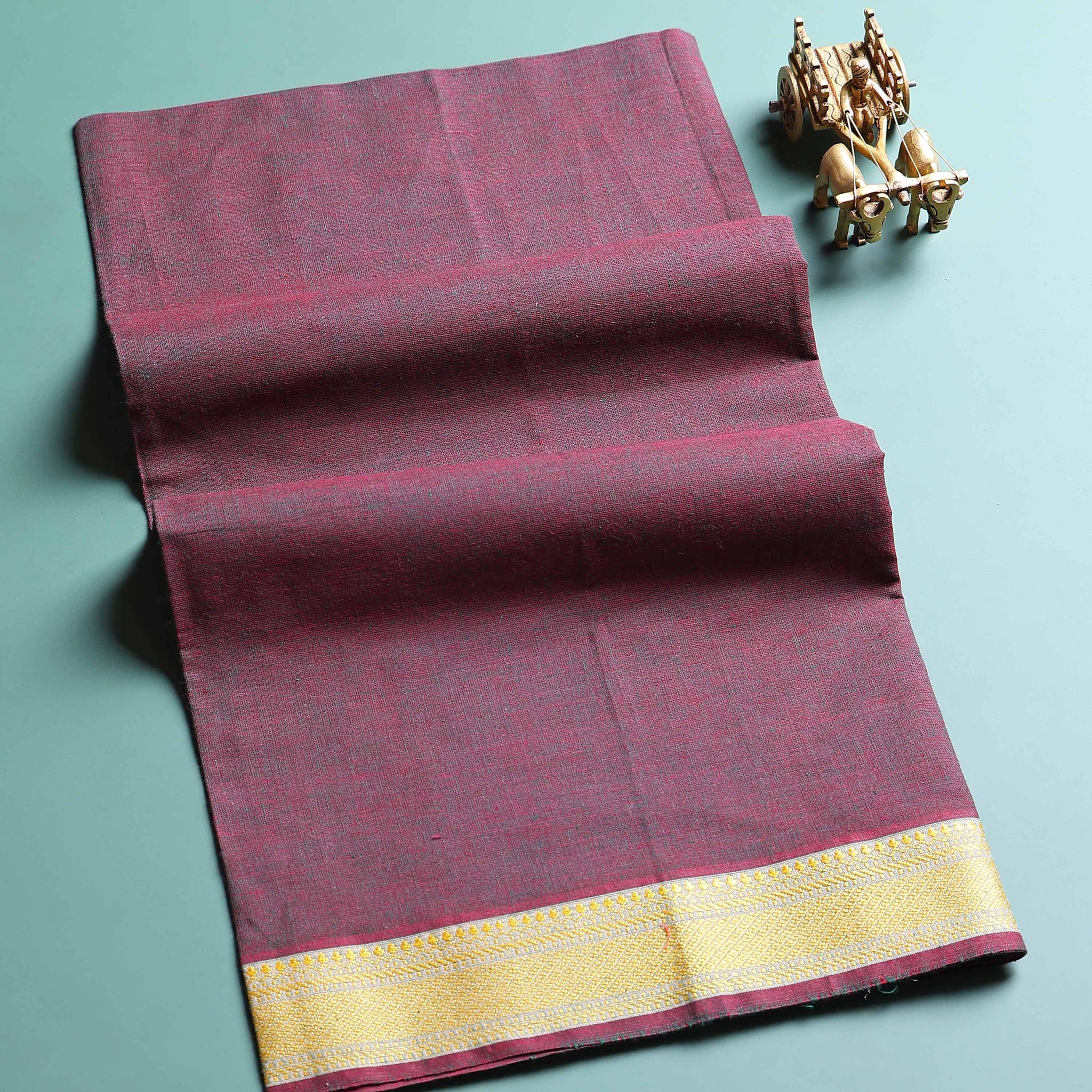 Handloom Solid Unstitched Blouse Material with Zari Border - Purple