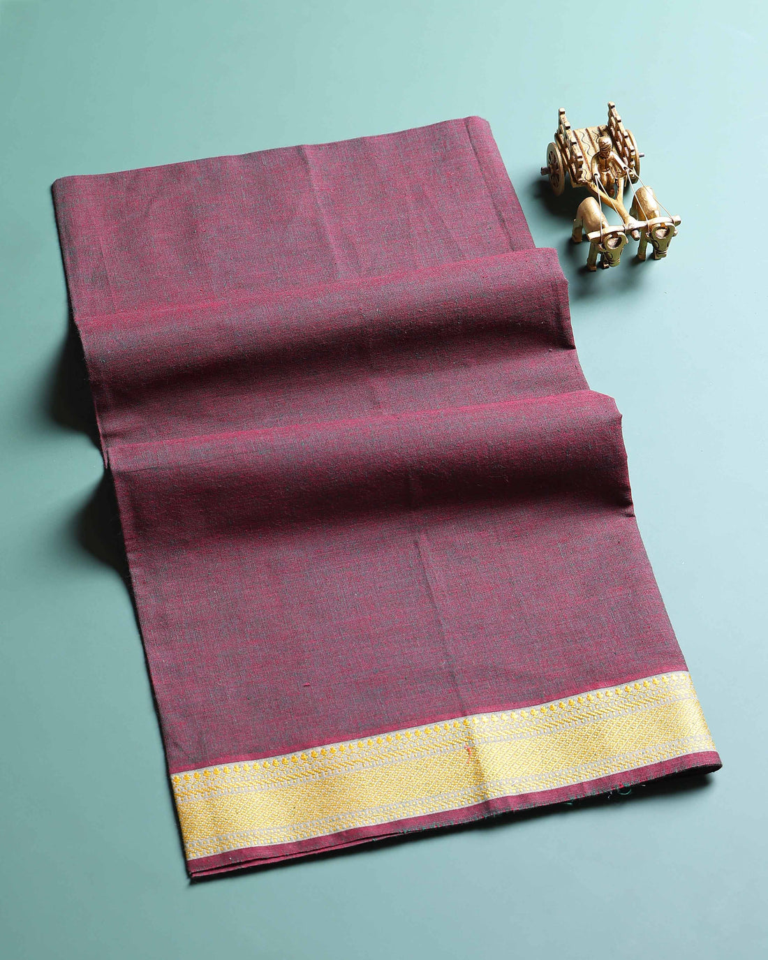 Handloom Solid Unstitched Blouse Material with Zari Border - Purple