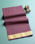 Handloom Solid Unstitched Blouse Material with Zari Border - Purple
