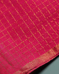 Women's Handloom Sungudi Cotton 1 Meter Blouse Material with Zari Accents - Pink