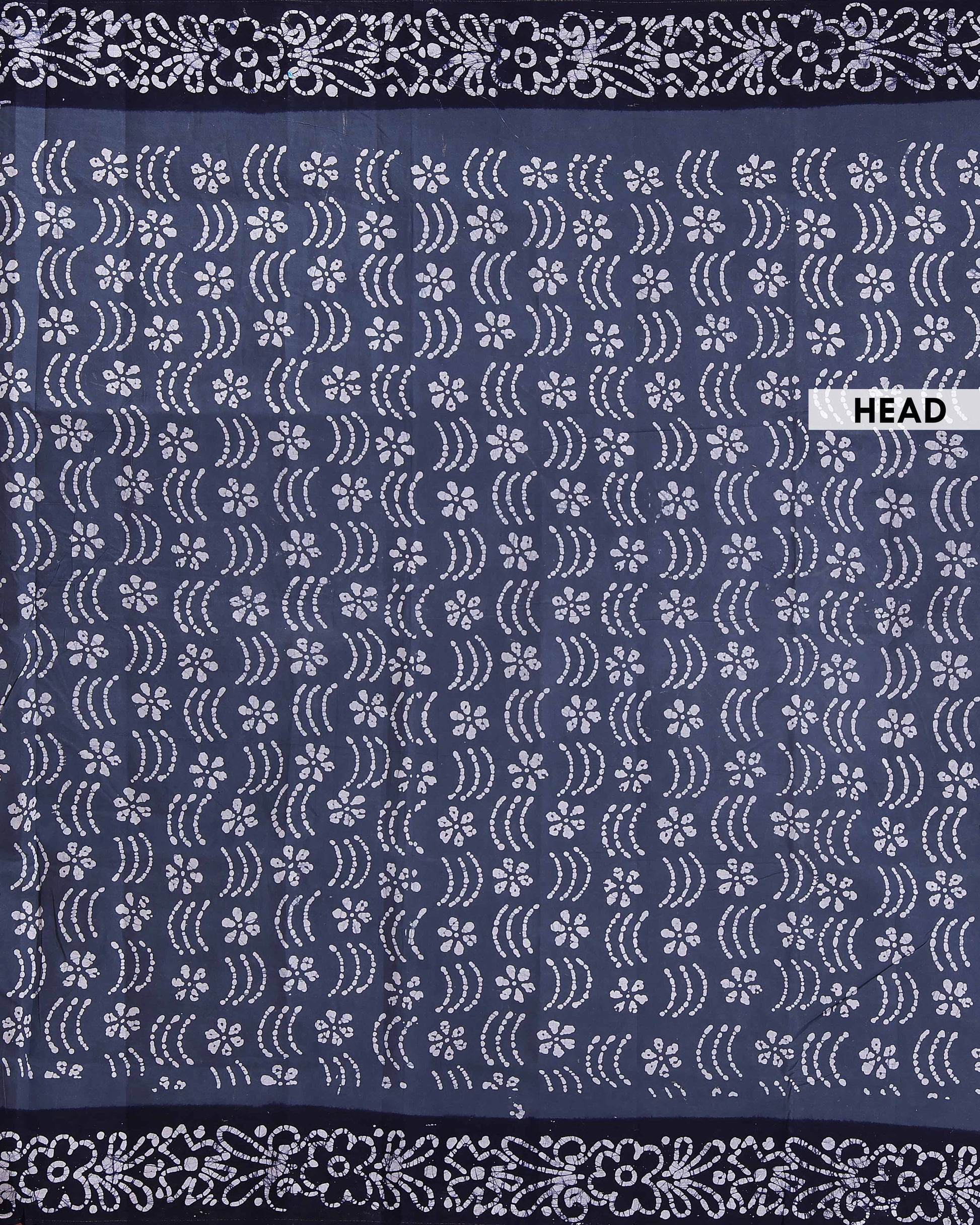 Handloom Sungudi Cotton Saree with Traditional Block Print Motifs - Blue