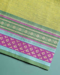Handloom Unstitched Blouse Material with Zari Border -Green-Close