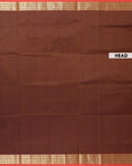 Handloom Venkatagiri Cotton Saree with Traditional Contrast Zari Border - Dark Brown