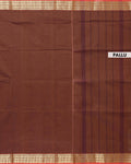 Handloom Venkatagiri Cotton Saree with Traditional Contrast Zari Border - Dark Brown