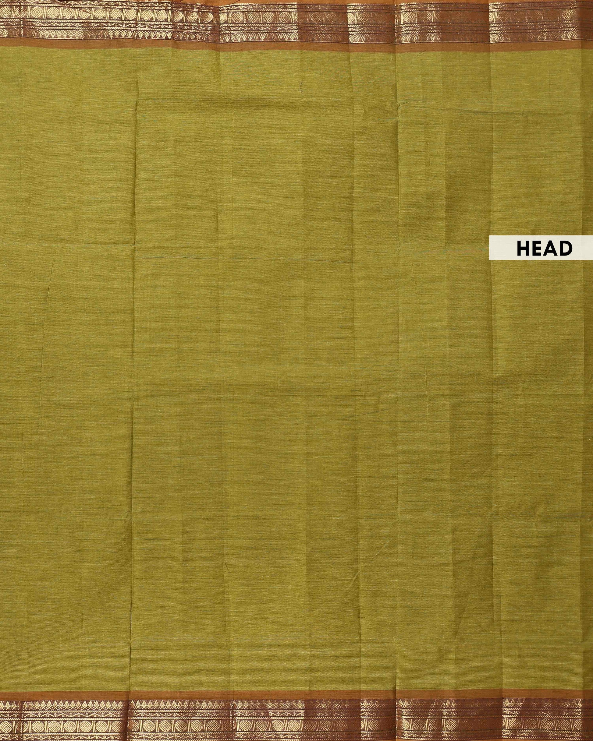 Handloom Venkatagiri Cotton Saree with Traditional Zari Woven Border - Green