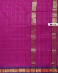 Handloom Venkatagiri Handloom Cotton Saree with Checked Pattern and Temple Zari Border Finish - Purple