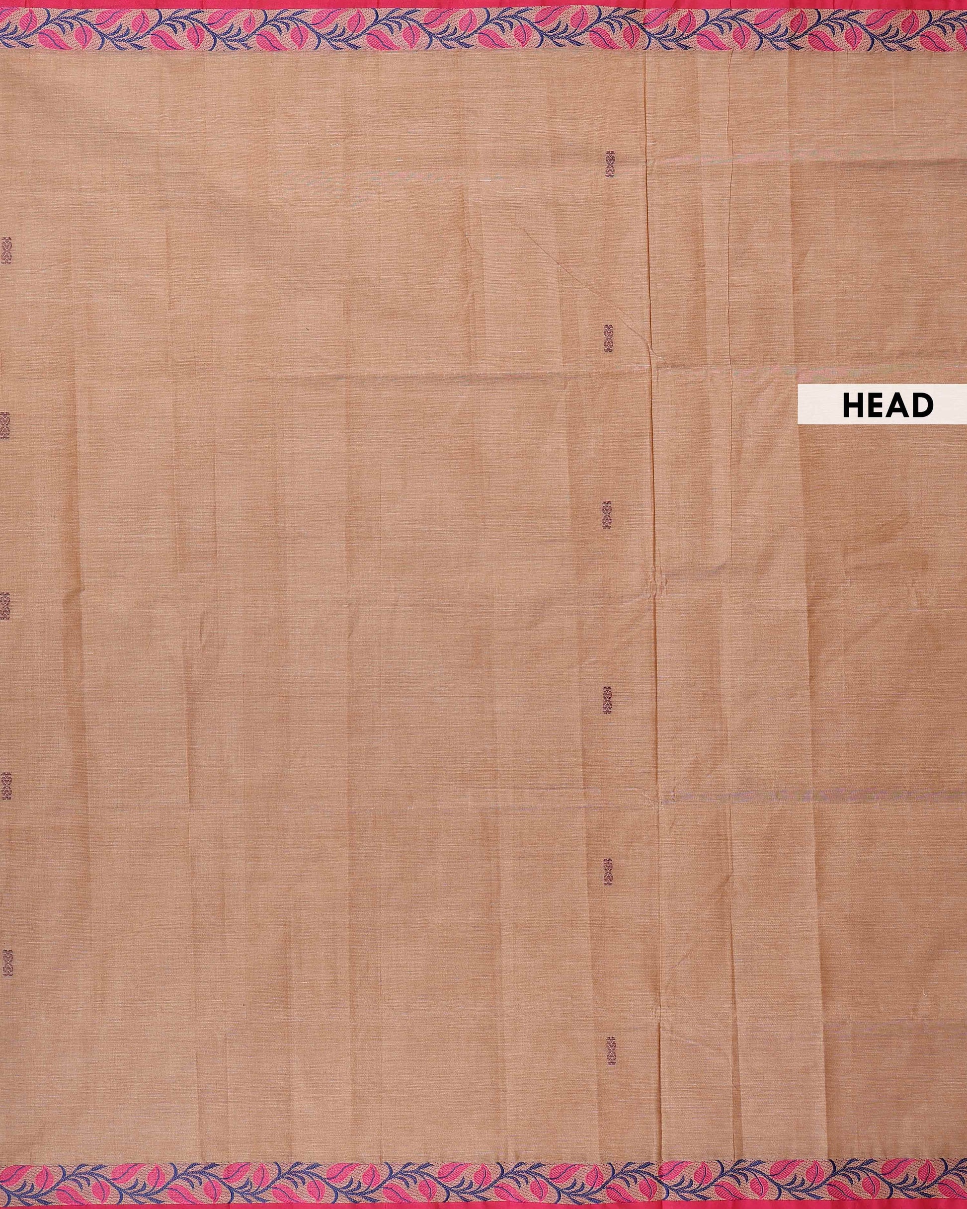 Handloom Venkatagiri Handloom Cotton Saree with Contrast Leaf Motif Woven Border - Brown