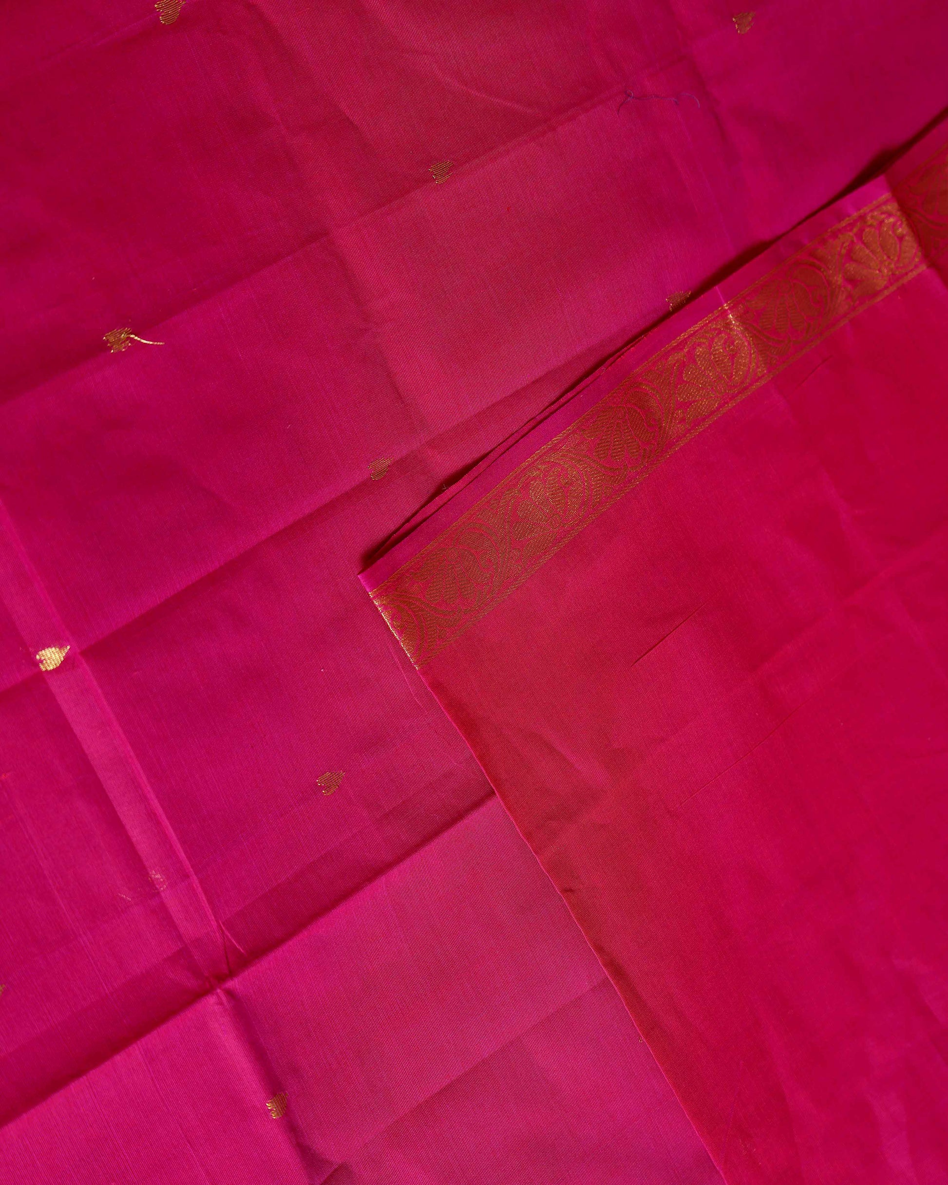 Handloom Venkatagiri Handloom Cotton Saree with Zari Butta and Traditional Woven Zari Border - Pink